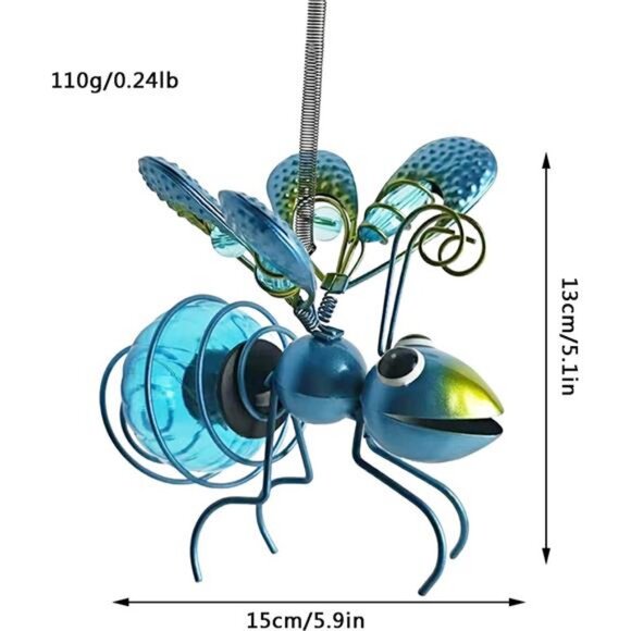 Solar Lantern Garden Decor, LED Hanging Solar Dragonfly Decoration - Picture 2 of 7